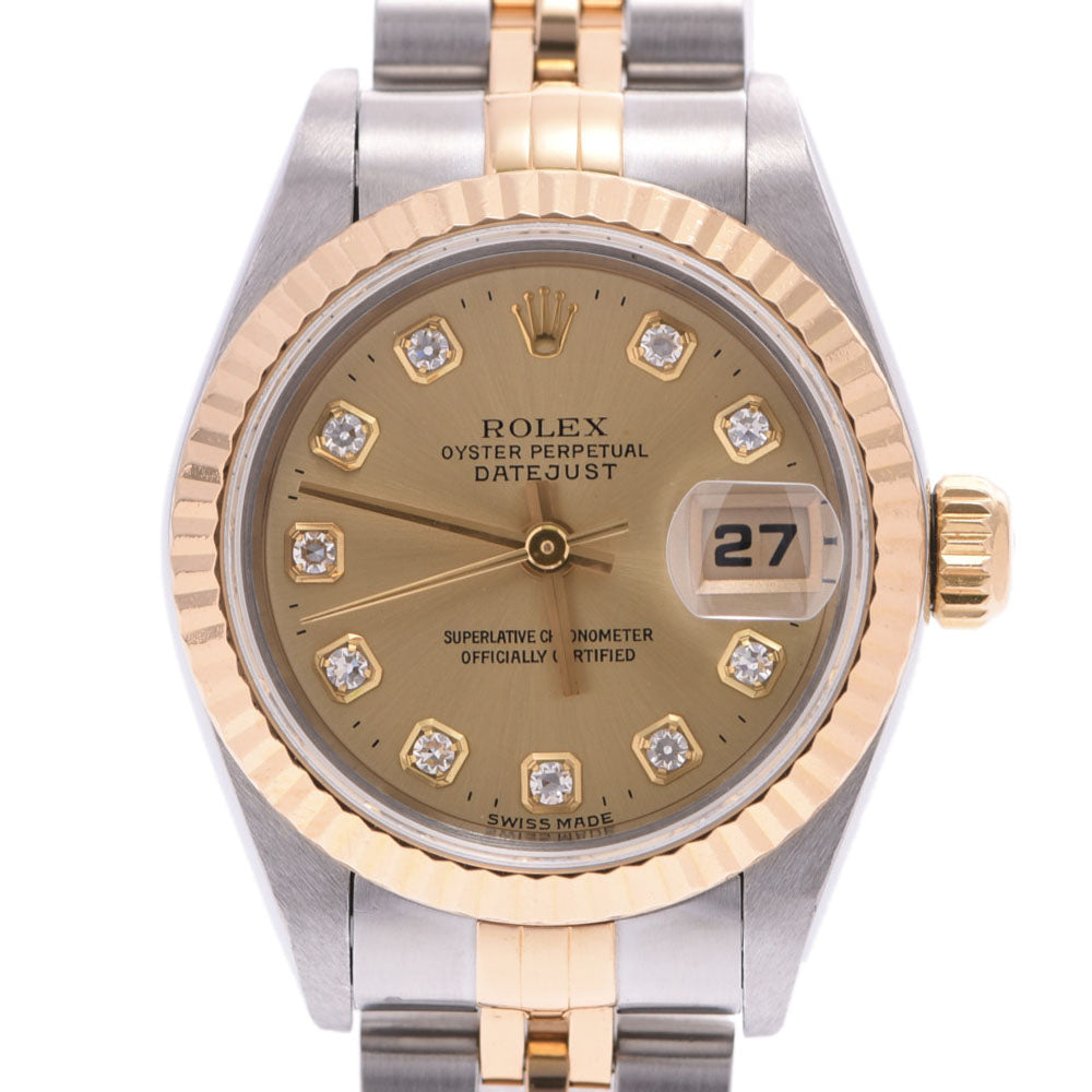 ROLEX ロレックス デイトジャスト 10Pダイヤ 69173G レディース YG/SS 腕時計 自動巻き シャンパン文字盤 ABランク 中古 