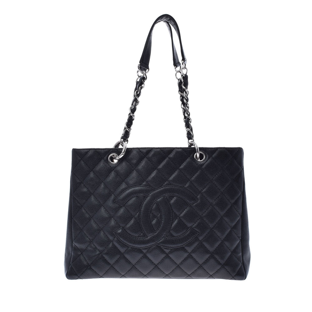 CHANEL シャネル マトラッセ GST グランドショッピングトート 黒 シルバー金具 レディース キャビアスキン トートバッグ Bランク 中古 