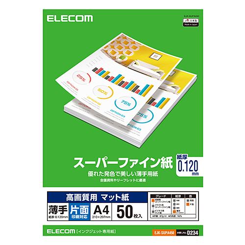 エレコム EJK-SUPA450 高画質用スーパーファイン紙(A4、薄手、片面50枚)