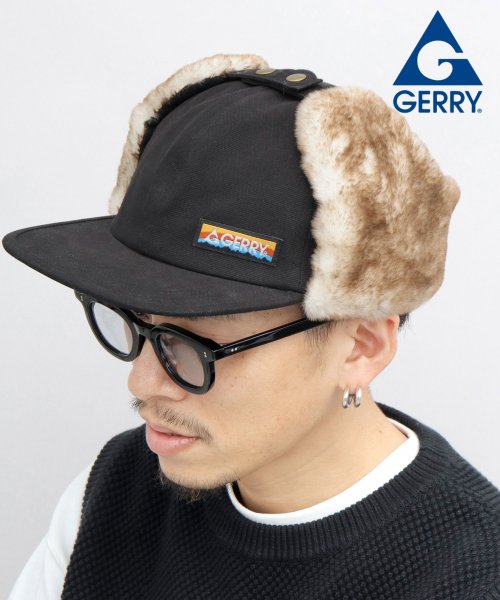 GERRY ジェリー ダックキャンバス 平ツバ フライトキャップ イヤーフラップ 耳当て付き アウトドア 旅行 秋 冬 防寒