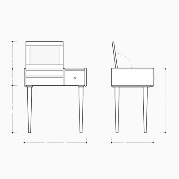 オーダーメイド 職人手作り 化粧台 ドレッサー 机 おうち時間 鏡台 木目 天然木 北欧家具 無垢材 収納 LR2018