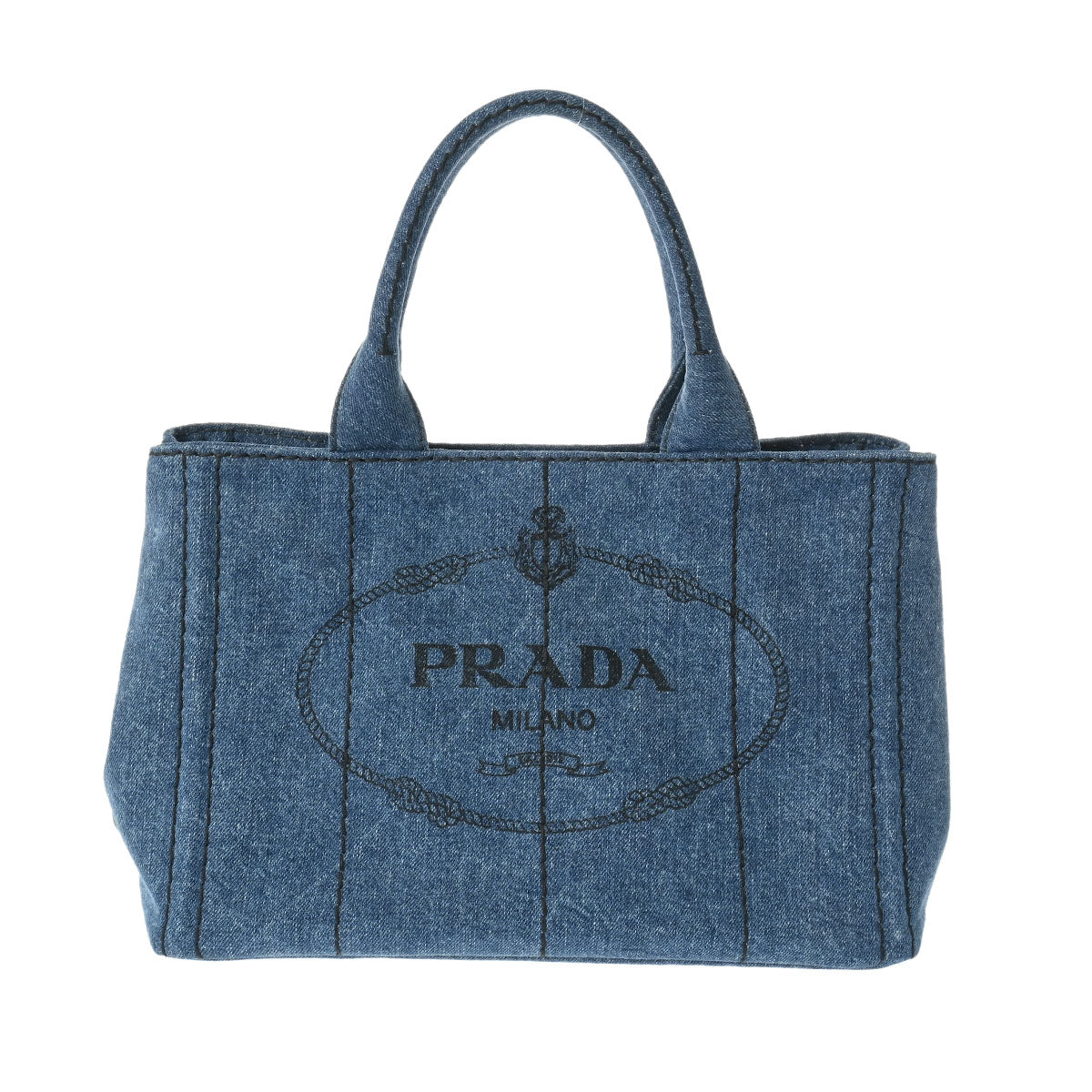 PRADA プラダ カナパ ミニトート 2WAY  ブルー 1BG439 レディース デニム ハンドバッグ Aランク 中古 