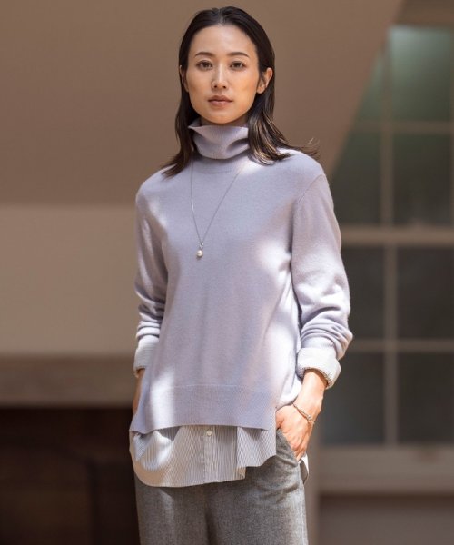 【洗える】CASHMERE BLEND タートルネック ニット