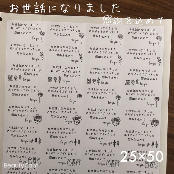 25×50サイズ　お世話になりましたシール　感謝を込めて　手書き風 アソート