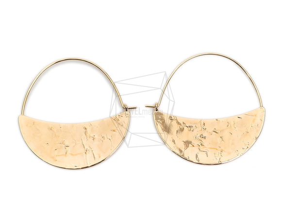 ERG-1895-G/2PCS/フープファンイヤリング/Hoop Fan Earring /40mm X 41mm