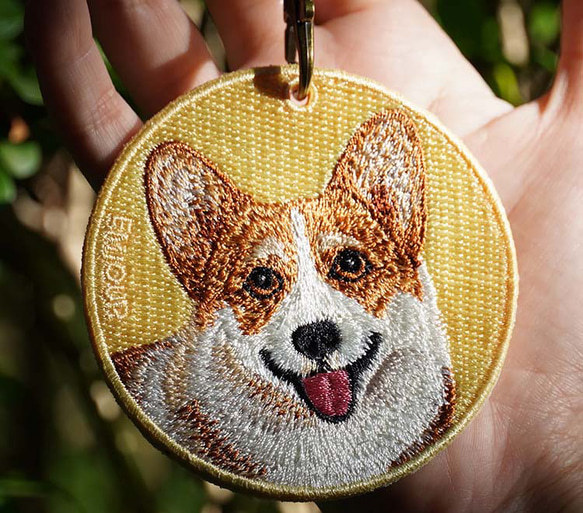 キーホルダー 犬 刺繍 チャーム 母の日ギフト 愛犬 コーギー プレゼント ギフト  両面 ストラップ or-003