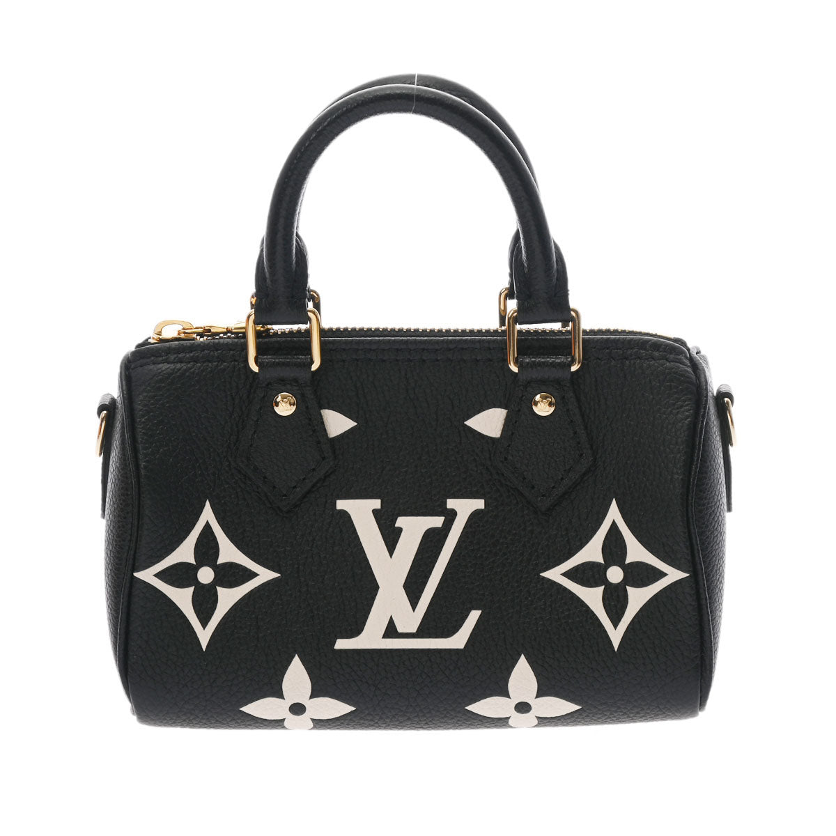 LOUIS VUITTON ルイヴィトン モノグラムアンプラント ナノスピーディ 2WAY 黒/ベージュ M81456 レディース レザー ショルダーバッグ 未使用 