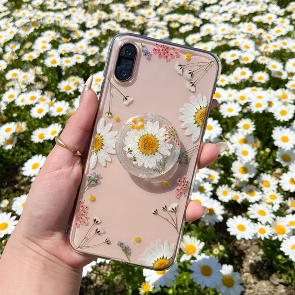 flowergarden スマホグリップ 押し花 スマホケース iPhone android Galaxy Xperia