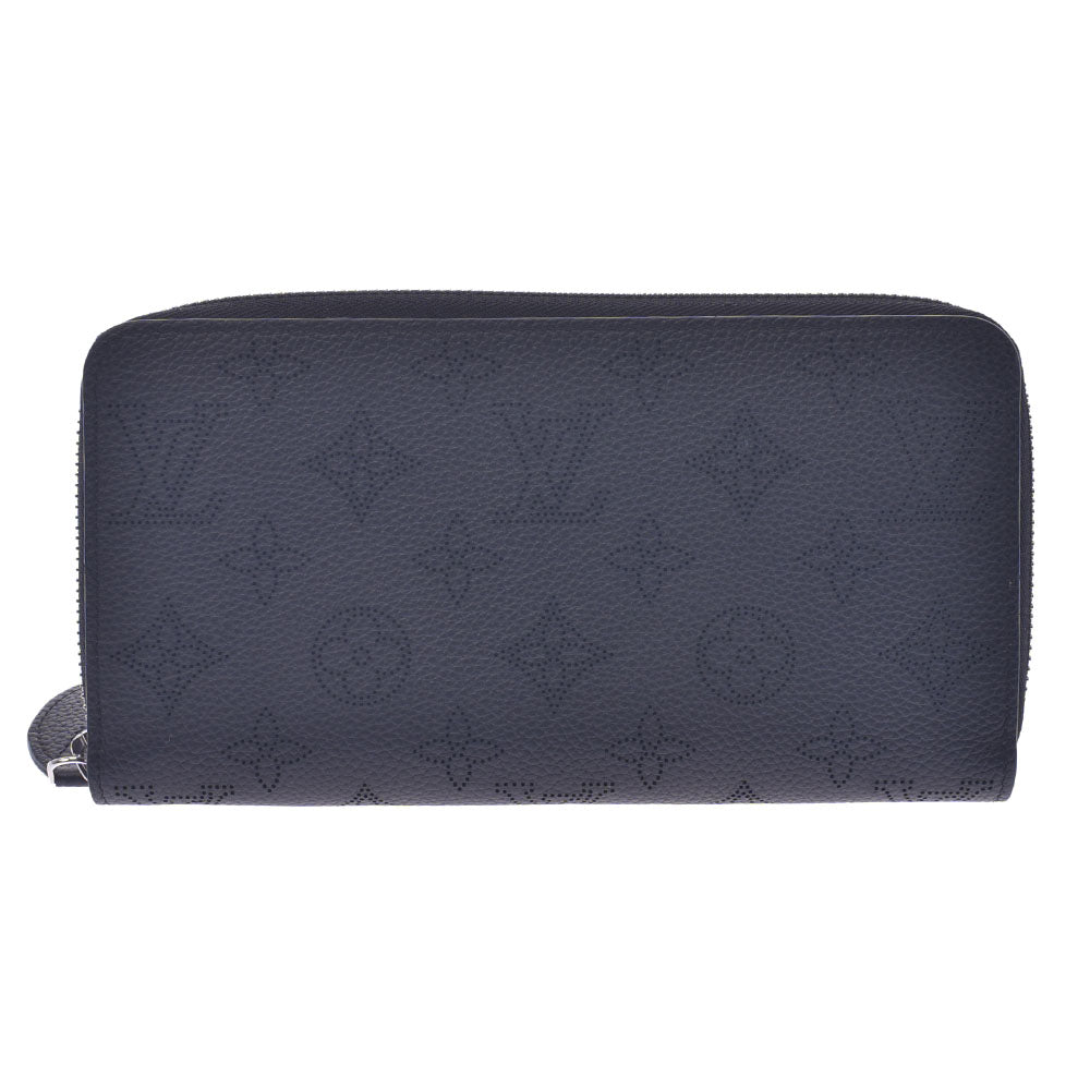 LOUIS VUITTON ルイヴィトン モノグラム マヒナ ジッピーウォレット 黒 M41426 レディース レザー 長財布 Aランク 中古 