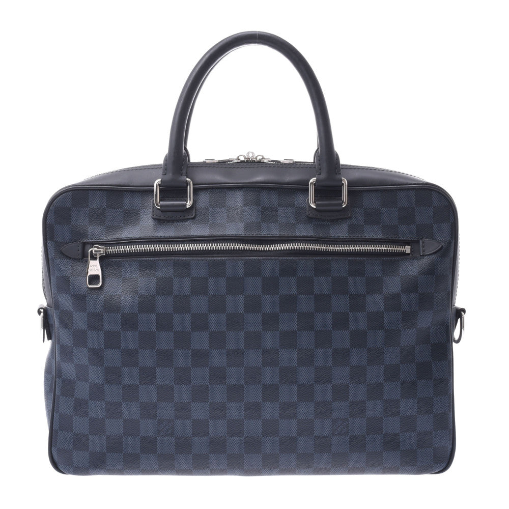 LOUIS VUITTON ルイヴィトン ダミエ コバルト ポルトドキュマン ビジネス ネイビー系/黒  N41347 メンズ レザー ビジネスバッグ Aランク 中古 