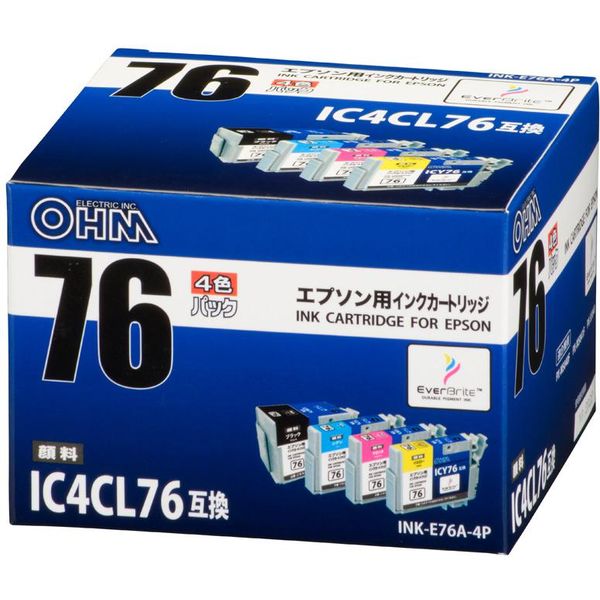 エプソン（EPSON）用 互換インク INK-E76A-4P （IC4CL76互換） 1パック（4色入） 5個