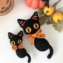 ハロウィン????ぺったんこ☆黒猫のセット♪あみぐるみ♡キーホルダー・ストラップ・ボールチェーン