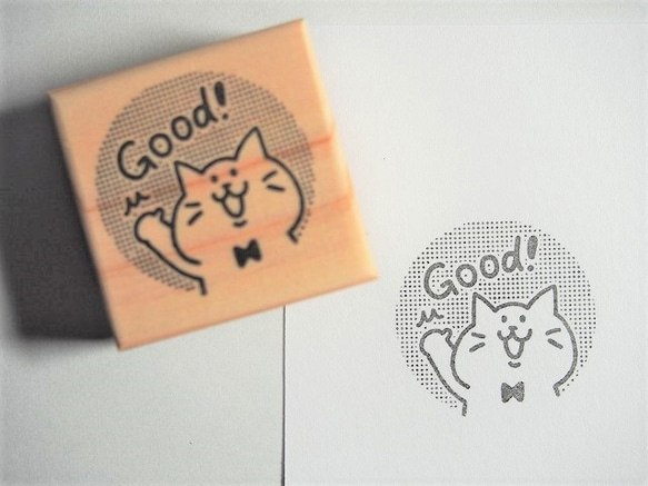 ラバースタンプ☆Ｇｏｏｄ！猫　Ｆ－12