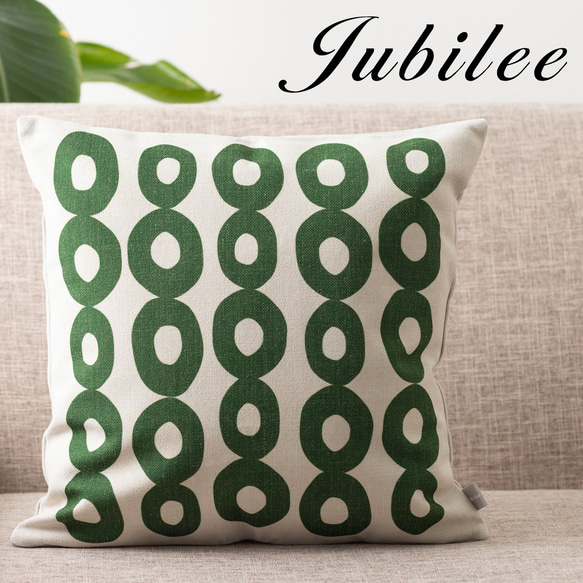 ジュビリー リネンクッションカバー 北欧柄 コネクト グリーン jubileecushionCC038ymw