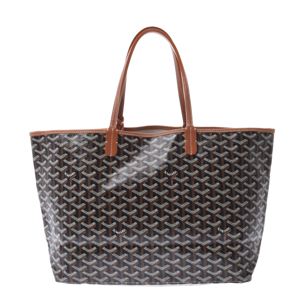 GOYARD ゴヤール サンルイ PM ハンドバッグ 黒/茶 ユニセックス PVC/レザー トートバッグ Bランク 中古 