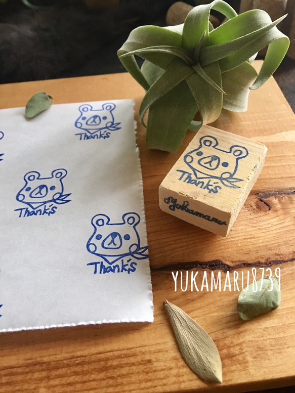 yukamaru*消しｺﾞﾑはんこ♪クマ君{thanks