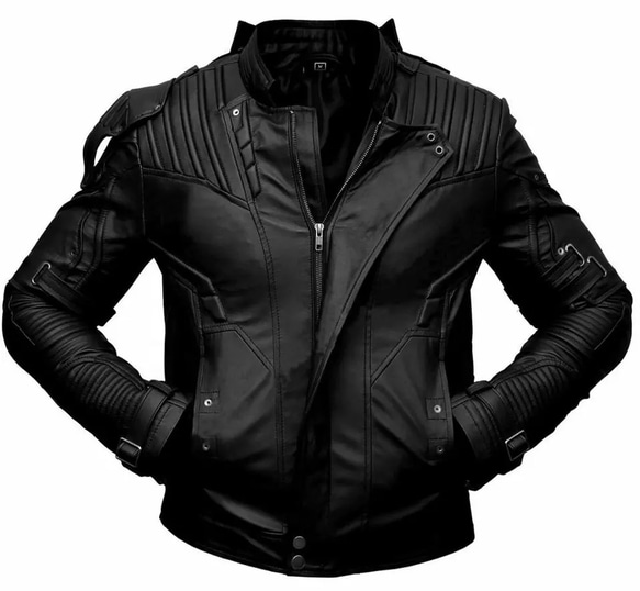 羊革・キルト袖と肩付いた羊革のライダースジャケット Sheep Leather Rider Waxed Jacket