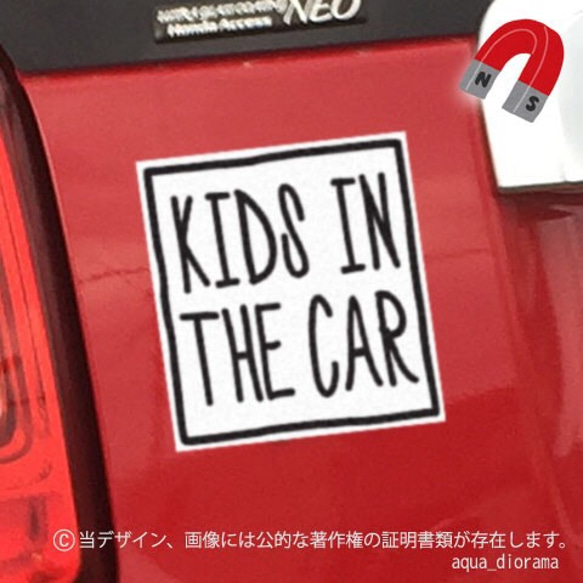 【マグネット】キッズインカー/KIDS IN CAR:マーカーデザインBK/WH