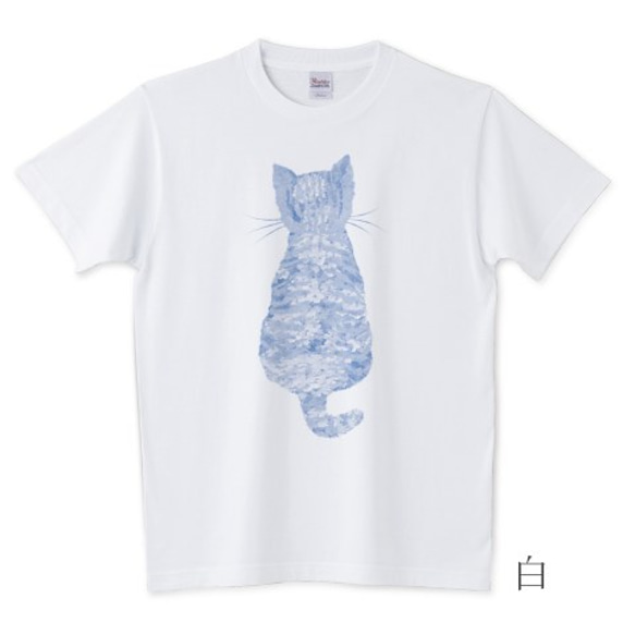 かわいい子猫とバーベナＴシャツ　ブルー　受注制作　全３色　サイズ多数