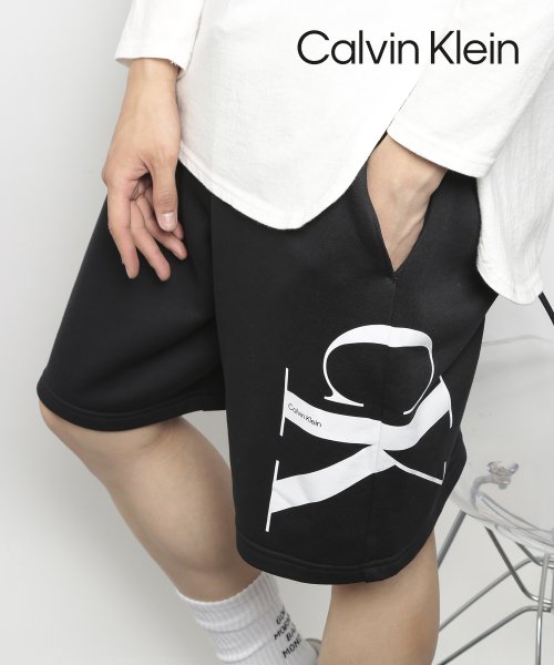 【CalvinKlein / カルバンクライン】CALVINKLEIN 40IC434 スウェット ハーフパンツ ロゴ 半パン ショートパンツ スウェットパンツ