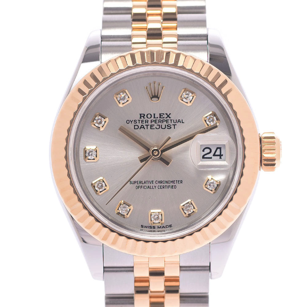 ROLEX ロレックス デイトジャスト 10Pダイヤ 279173G レディース YG/SS 腕時計 自動巻き シルバー文字盤 Aランク 中古 