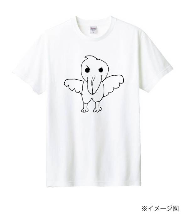 ハシビロコウ　Tシャツ　白　Mサイズ　表　オリジナル