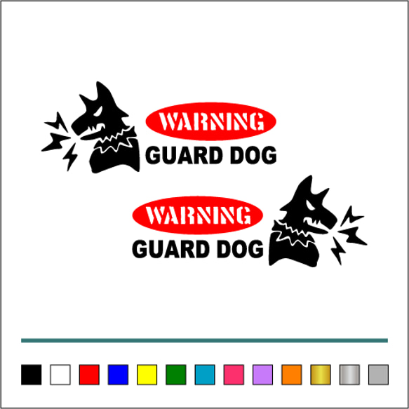 番犬 001【 WARNINGA GUARD DOG 楕円 】ステッカー お得左右セット【カラー選択可】 送料無料♪