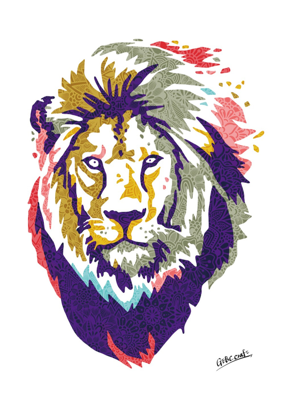 オリジナルイラスト「Lion」ポストカードサイズ