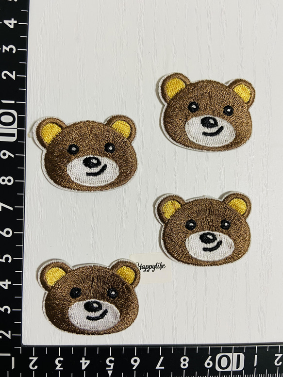 4枚入り　くま　熊　刺繍アイロンワッペン