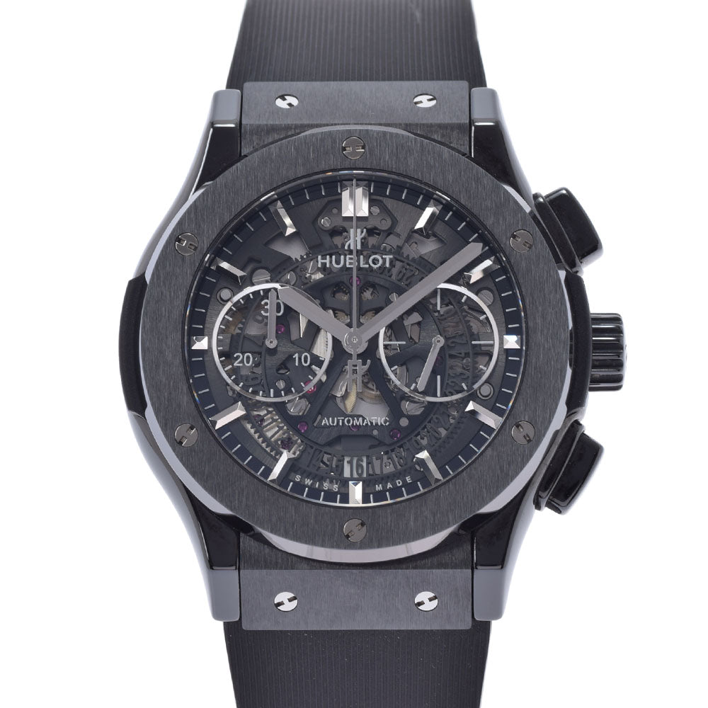 HUBLOT ウブロ クラシック フュージョン クロノグラフ ブラックマジック 525.CH.0170.RX メンズ セラミック/ラバー 腕時計 自動巻き 黒/スケルトン文字盤 Aランク 中古 