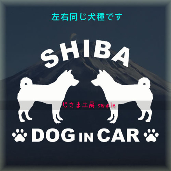 【同一犬種】　かわいい愛犬2頭飼い『Dog　in　Car』シルエットステッカー