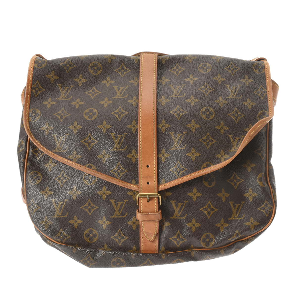 LOUIS VUITTON ルイヴィトン モノグラム ソミュール 35 ブラウン M42254 レディース モノグラムキャンバス ショルダーバッグ Bランク 中古 