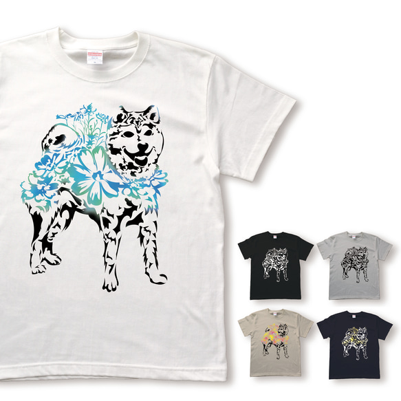 コスモス柴犬のTシャツ