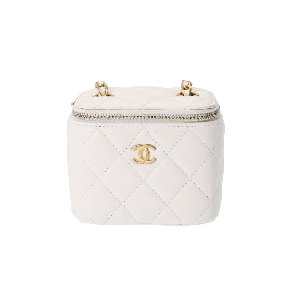 CHANEL シャネル マトラッセ スモール バニティ ココボール 白 ゴールド金具 AP1447 レディース ラムスキン ショルダーバッグ Aランク 中古 