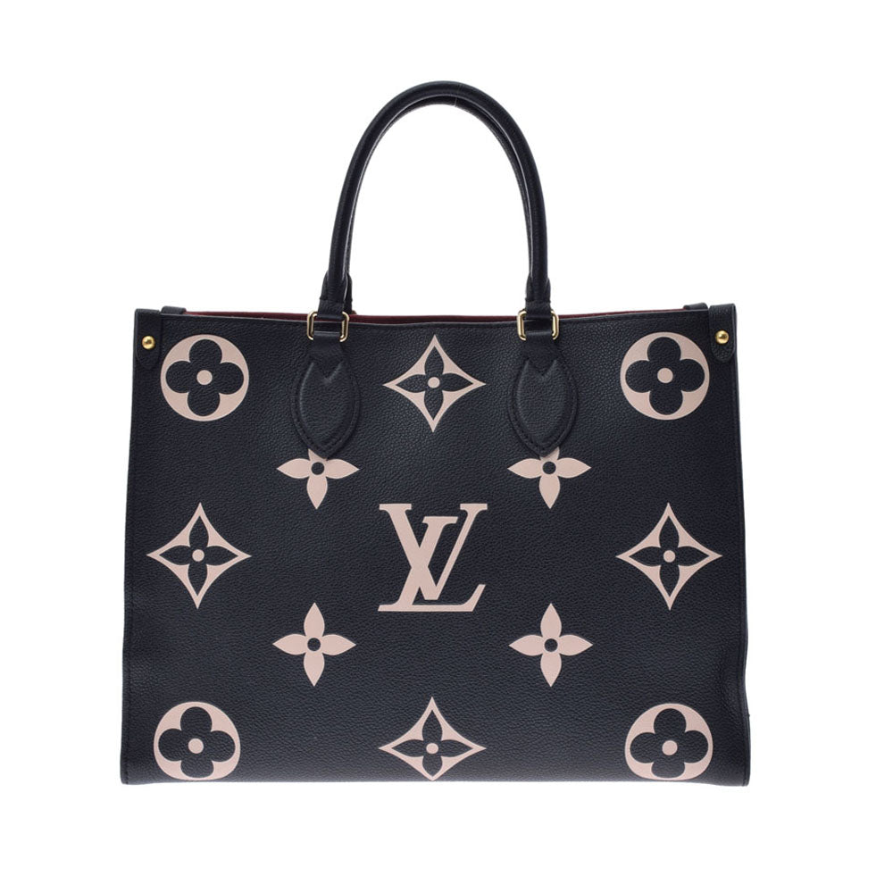 LOUIS VUITTON ルイヴィトン モノグラム アンプラント オンザゴーMM 2WAY 黒/ベージュ M45495 レディース グレインレザー トートバッグ Aランク 中古 