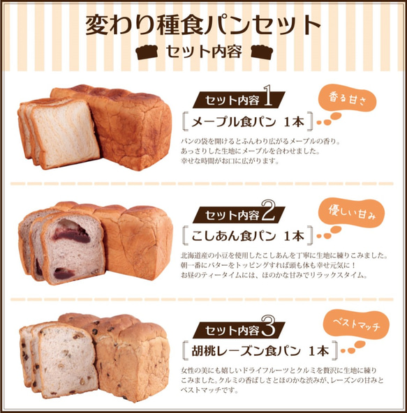 シェフのおすすめ　　変わり食パン3種セット