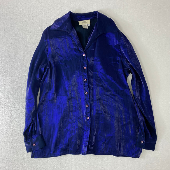 glossy blue shirt (secondhand clothing)