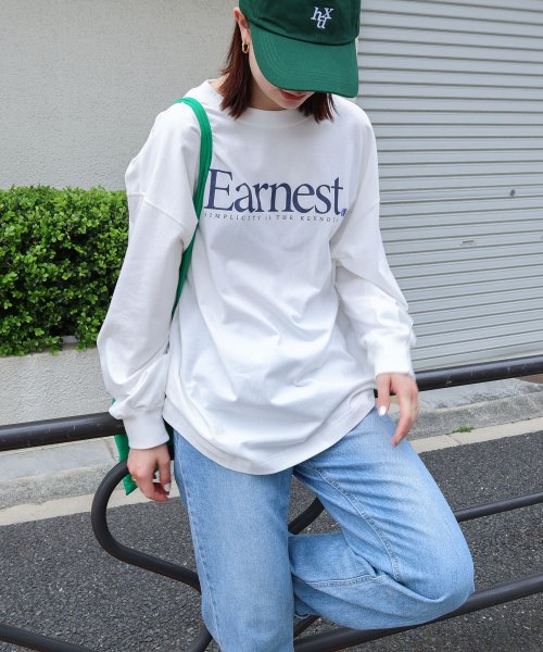 Earnest ロゴ プリント 長袖 Tシャツ