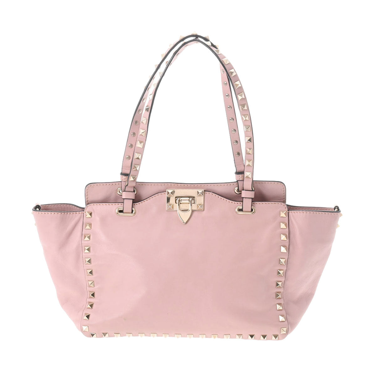 Valentino ヴァレンチノ ロックスタッズ 2WAYバッグ ピンク ゴールド金具 レディース レザー ショルダーバッグ Bランク 中古 