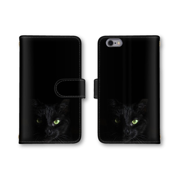 黒猫 ネコ iPhone 送料無料 カバー 手帳型ケース AQUOS スマホケース ねこ CAT ブラック