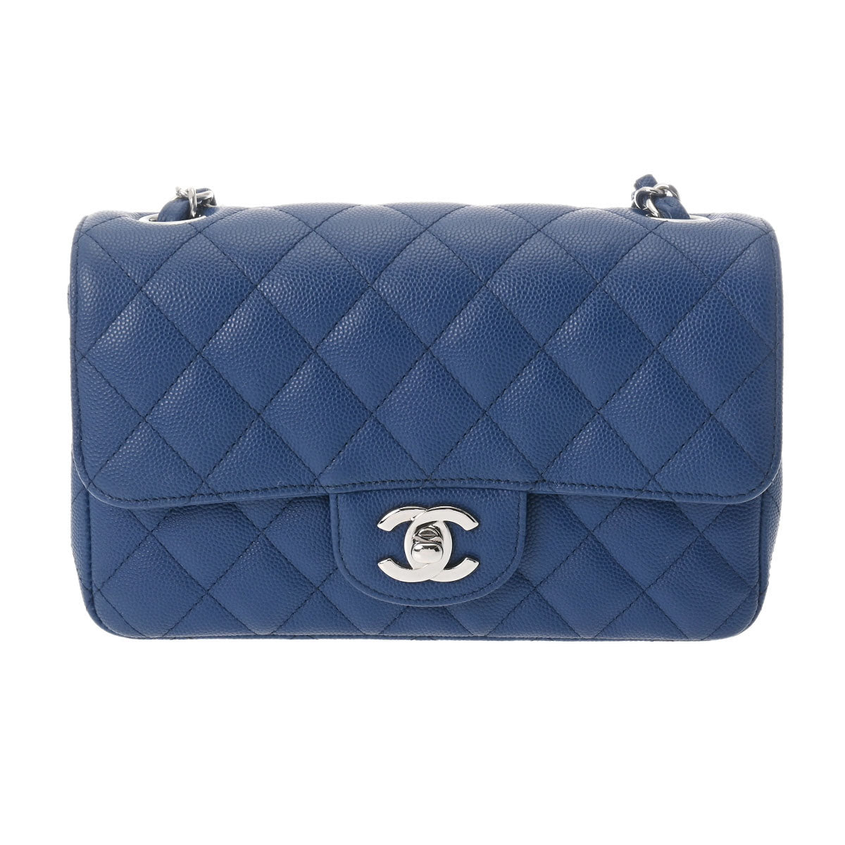 CHANEL シャネル ミニチェーンショルダー 20cm  青 パラジウム金具 - レディース キャビアスキン ショルダーバッグ Aランク 中古 