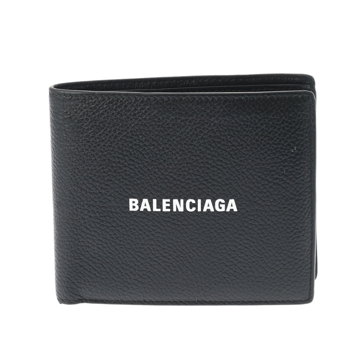 BALENCIAGA バレンシアガ キャッシュ スクエア ウォレット 黒 シルバー金具 594313 レディース レザー 二つ折り財布 Bランク 中古 