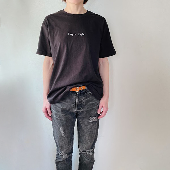 オーガニックコットンTシャツ　keep it simple　ブラック　黒T　レディース