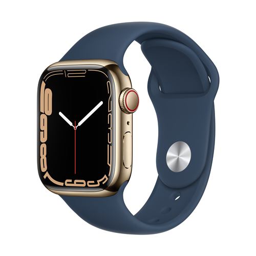 アップル(Apple) MN9K3J/A Apple Watch Series 7(GPS + Cellularモデル)  41mmゴールドステンレススチールケースとアビスブルースポーツバンド レギュラー