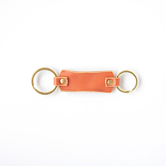 手に馴染む真鍮とレザーのキーリング 「Gitten keyring (orange)」