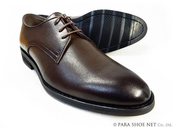 PARASHOE 本革 プレーントゥ ビジネスシューズ 濃茶 ワイズ3E 22cm～24cm（PS1800-DBR）