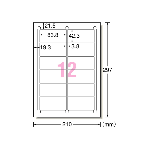 エーワン ラベルシール A4 12面 四辺余白角丸 100枚 F846299-28844