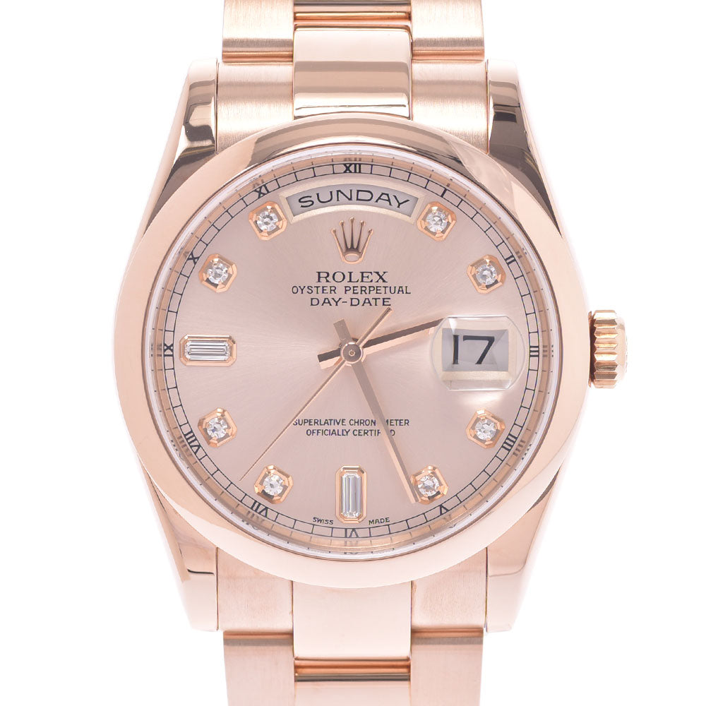 ROLEX ロレックス デイデイト 10Pダイヤ 118205Ａ メンズ PG 腕時計 自動巻き ピンク文字盤 Aランク 中古 