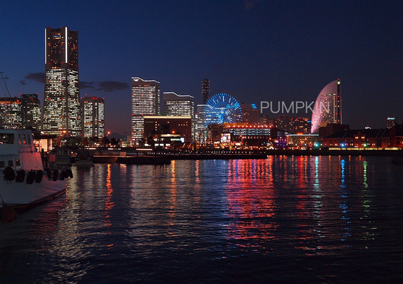 みなとみらい夕景-Ⅰ　　PH-A4-031   横浜　みなとみらい　港湾　港