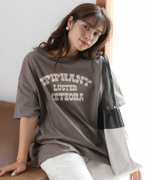 LUSTER切替Tシャツビックシルエット サイドステッチ 半袖 ロング丈 チュニック 夏